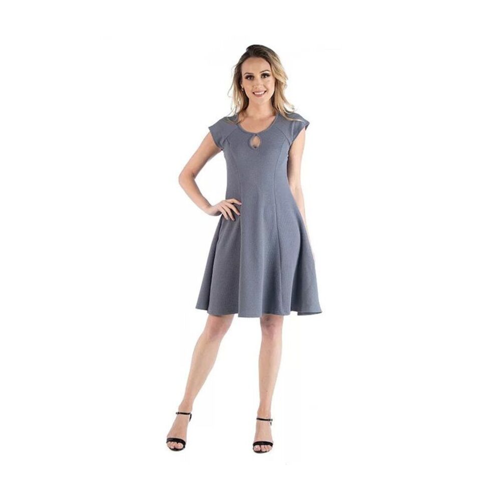 24seven Womens Plus Size Textured Keyhole Neck A-line Dress, NWT